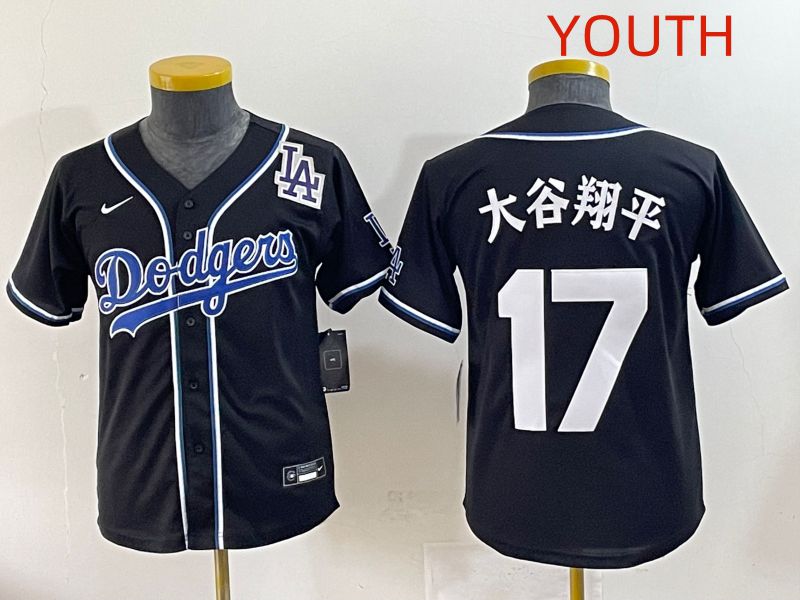 Youth 2025 Los Angeles Dodgers #17 Ohtani Black Three generations Fashion Nike MLB Jersey style 23